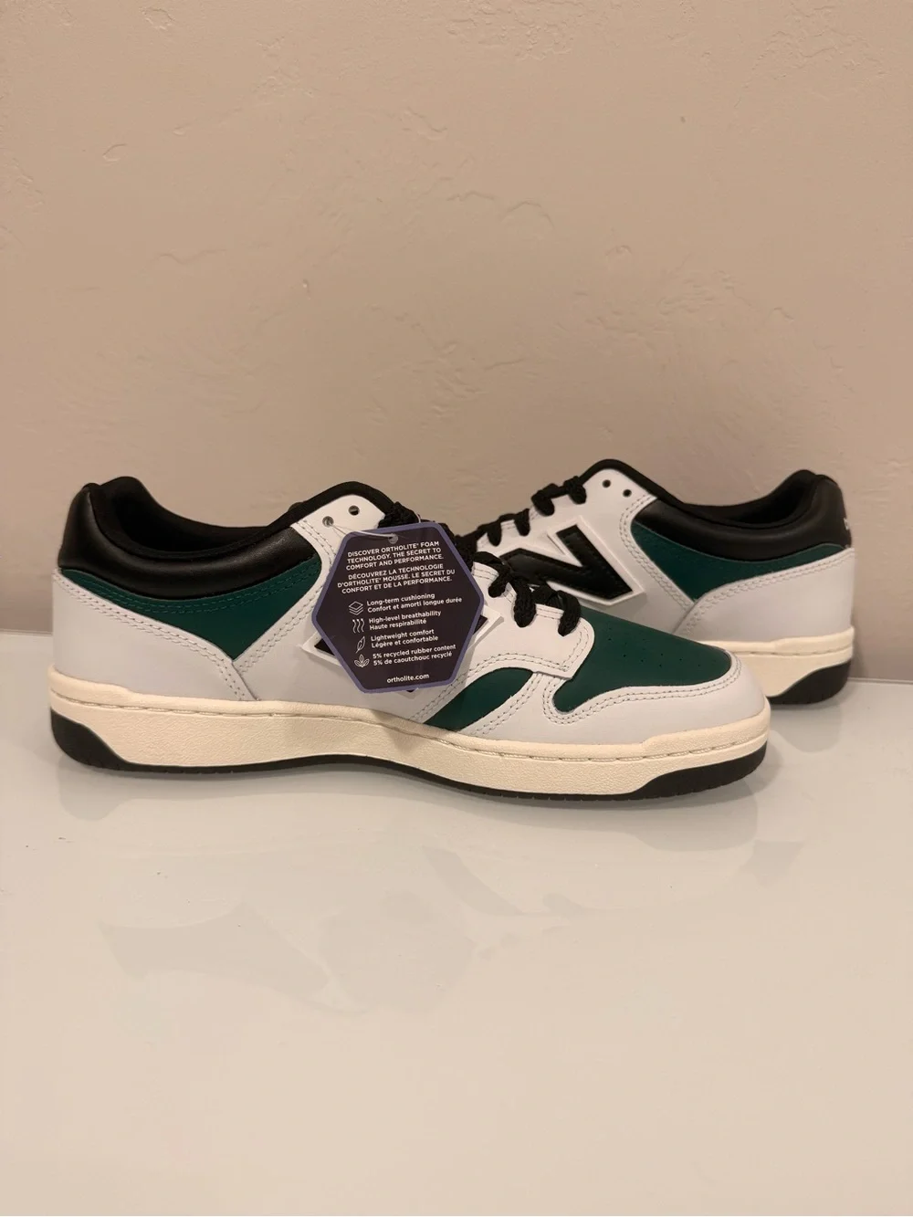 New Balance 480 Men's White, Green & Black Low-Top Sneakers